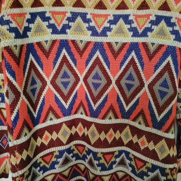 Aztec south western colorful crochet knit long Cardigan size S - Picture 4 of 10